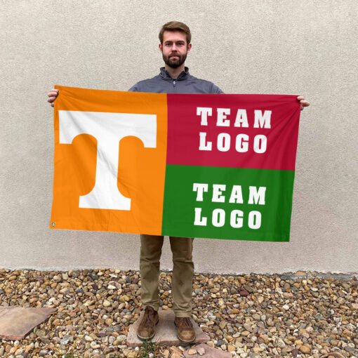 Volunteers vs Custom Team House Divided Flag, NCAA Game Day Flag Volunteers vs Custom Team House Divided Flag, NCAA Game Day Flag