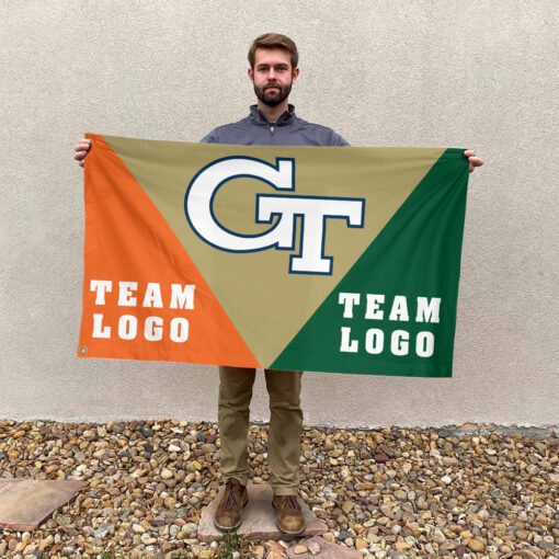 Yellow Jackets vs Custom Team House Divided Flag, Custom College Flag