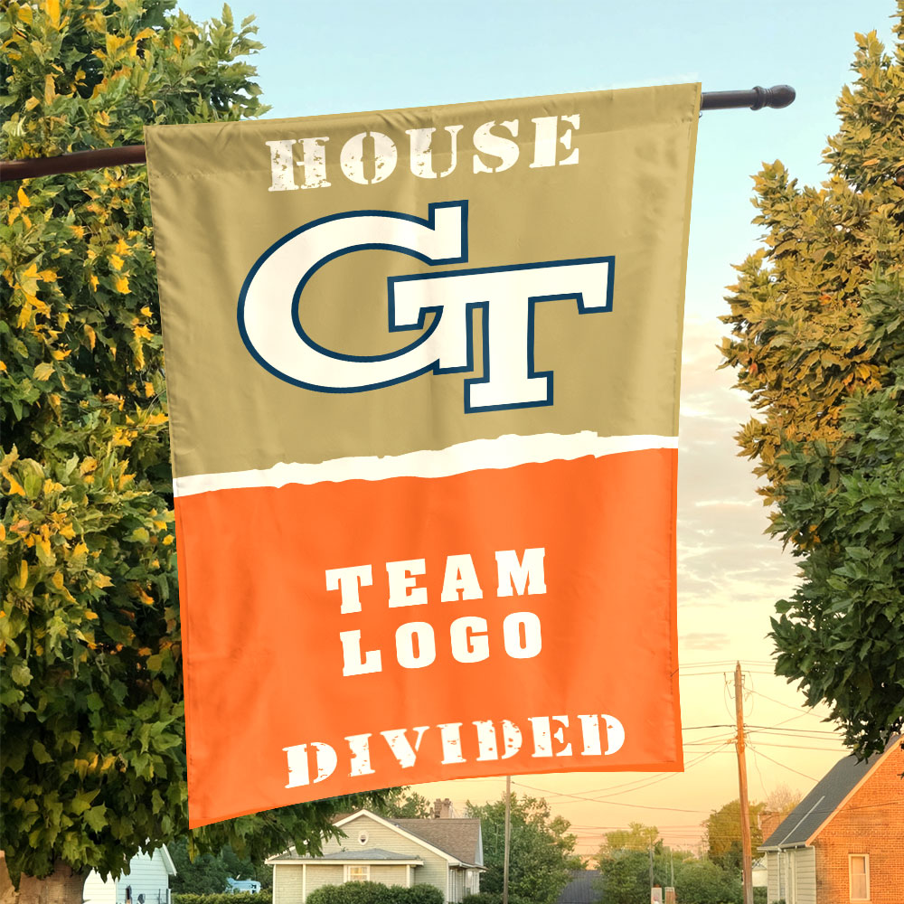 Yellow Jackets vs Custom Team House Divided Flag, Custom Spirit Flag Yellow Jackets vs Custom Team House Divided Flag, Custom Spirit Flag
