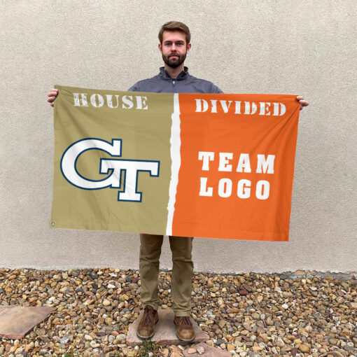 Yellow Jackets vs Custom Team House Divided Flag, Custom Spirit Flag Yellow Jackets vs Custom Team House Divided Flag, Custom Spirit Flag