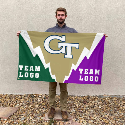 Yellow Jackets vs Custom Team House Divided Flag, NCAA College Flag