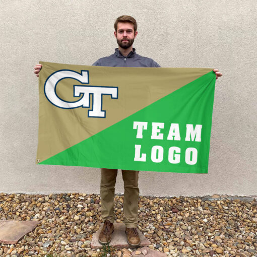 Yellow Jackets vs Custom Team House Divided Flag, NCAA House Flag