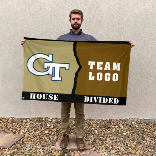 Yellow Jackets vs Custom Team House Divided Flag, NCAA Rivalry Flag