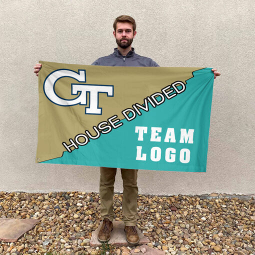 Yellow Jackets vs Custom Team House Divided Flag, NCAA Split Flag