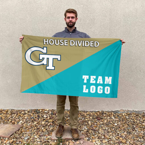 Yellow Jackets vs Custom Team House Divided Flag, NCAA Team Flag