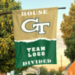 Yellow Jackets vs Custom Team House Divided Flag, Personalized College Flag