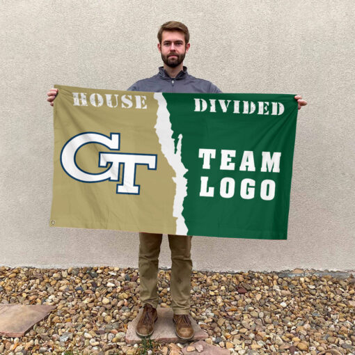 Yellow Jackets vs Custom Team House Divided Flag, Personalized College Flag
