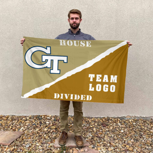 Yellow Jackets vs Custom Team House Divided Flag, Personalized House Flag