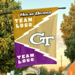 Yellow Jackets vs Custom Team House Divided Flag, Personalized NCAA Flag