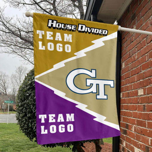 Yellow Jackets vs Custom Team House Divided Flag, Personalized NCAA Flag