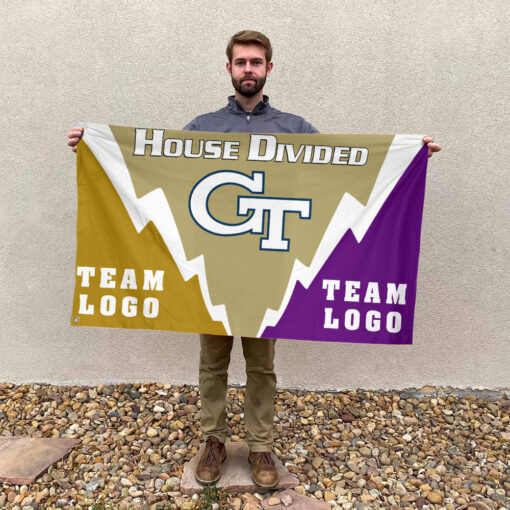 Yellow Jackets vs Custom Team House Divided Flag, Personalized NCAA Flag