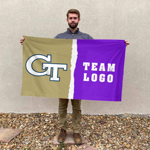 Yellow Jackets vs Custom Team House Divided Flag, Personalized Spirit Flag