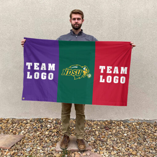 Bison vs Custom Team House Divided Flag, NCAA Two Team Flag