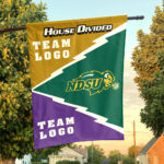 Bison vs Custom Team House Divided Flag, Personalized Spirit Flag