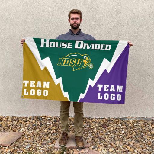 Bison vs Custom Team House Divided Flag, Personalized Spirit Flag