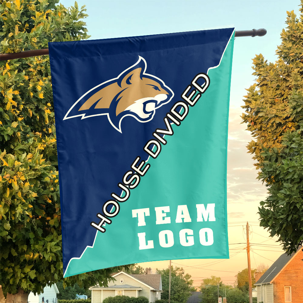 Bobcats vs Custom Team House Divided Flag, NCAA Custom Flag Bobcats vs Custom Team House Divided Flag, NCAA Custom Flag