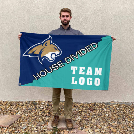Bobcats vs Custom Team House Divided Flag, NCAA Custom Flag Bobcats vs Custom Team House Divided Flag, NCAA Custom Flag