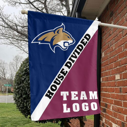 Bobcats vs Custom Team House Divided Flag, NCAA Split Flag Bobcats vs Custom Team House Divided Flag, NCAA Split Flag