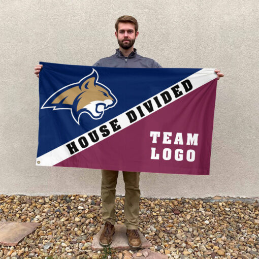 Bobcats vs Custom Team House Divided Flag, NCAA Split Flag Bobcats vs Custom Team House Divided Flag, NCAA Split Flag