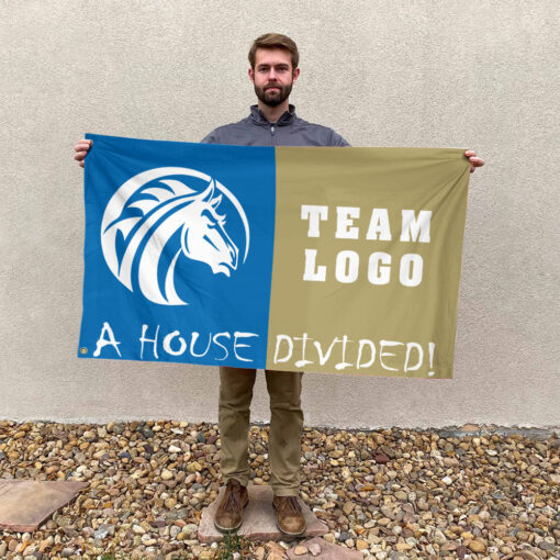 Broncos vs Custom Team House Divided Flag, Custom House Flag