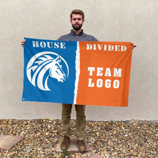 Broncos vs Custom Team House Divided Flag, NCAA College Flag Broncos vs Custom Team House Divided Flag, NCAA College Flag