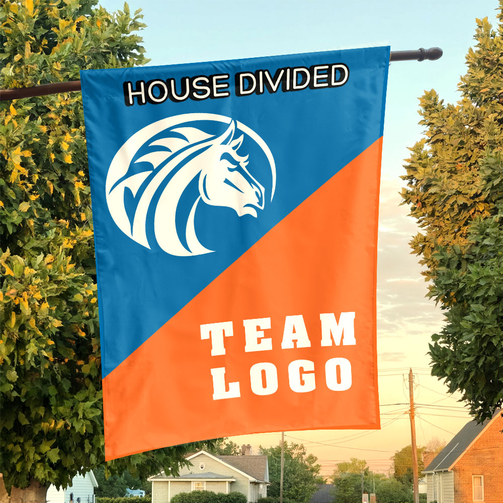 Broncos vs Custom Team House Divided Flag, NCAA Custom Flag Broncos vs Custom Team House Divided Flag, NCAA Custom Flag