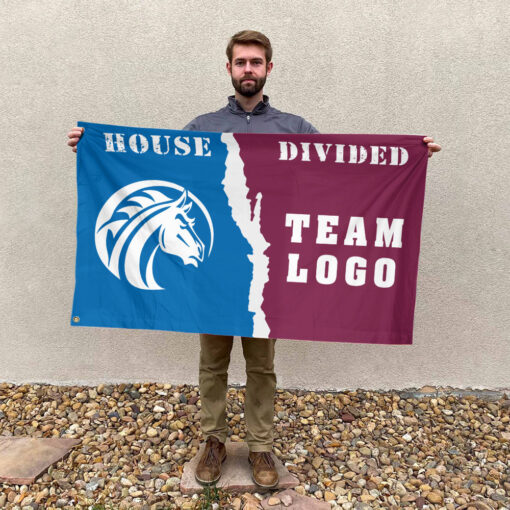Broncos vs Custom Team House Divided Flag, NCAA House Flag