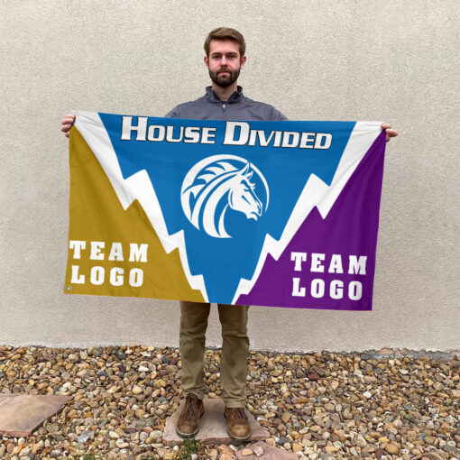 Broncos vs Custom Team House Divided Flag, Personalized Spirit Flag