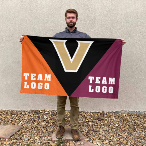 Commodores vs Custom Team House Divided Flag, Custom Rivalry Flag Commodores vs Custom Team House Divided Flag, Custom Rivalry Flag