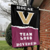 Commodores vs Custom Team House Divided Flag, NCAA Split Flag