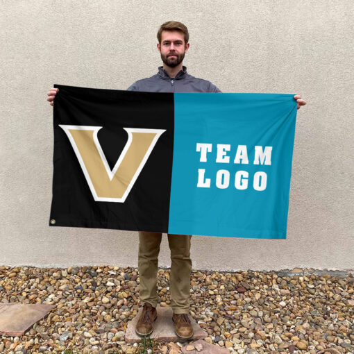 Commodores vs Custom Team House Divided Flag, NCAA Two Team Flag