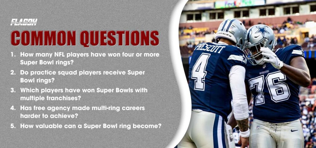 NFL Players With the Most Super Bowl Rings Through History 6 Common Questions on NFL Ring Leaders and Champions