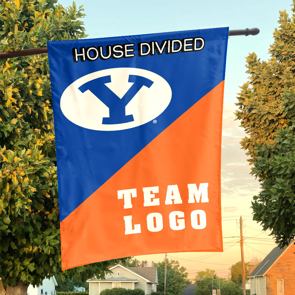 Cougars vs Custom Team House Divided Flag, NCAA Custom Flag Cougars vs Custom Team House Divided Flag, NCAA Custom Flag