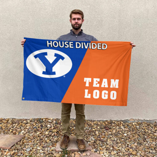Cougars vs Custom Team House Divided Flag, NCAA Custom Flag Cougars vs Custom Team House Divided Flag, NCAA Custom Flag