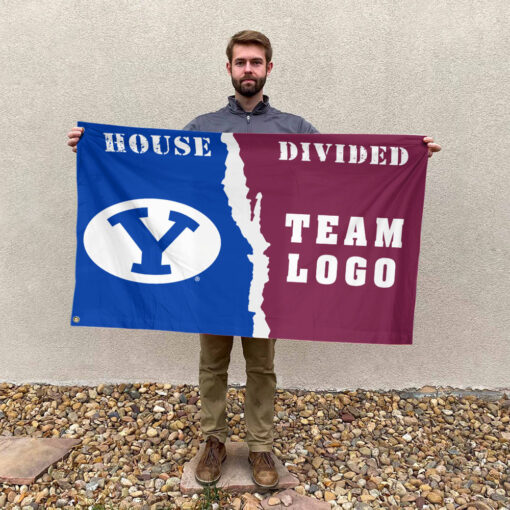 Cougars vs Custom Team House Divided Flag, NCAA House Flag