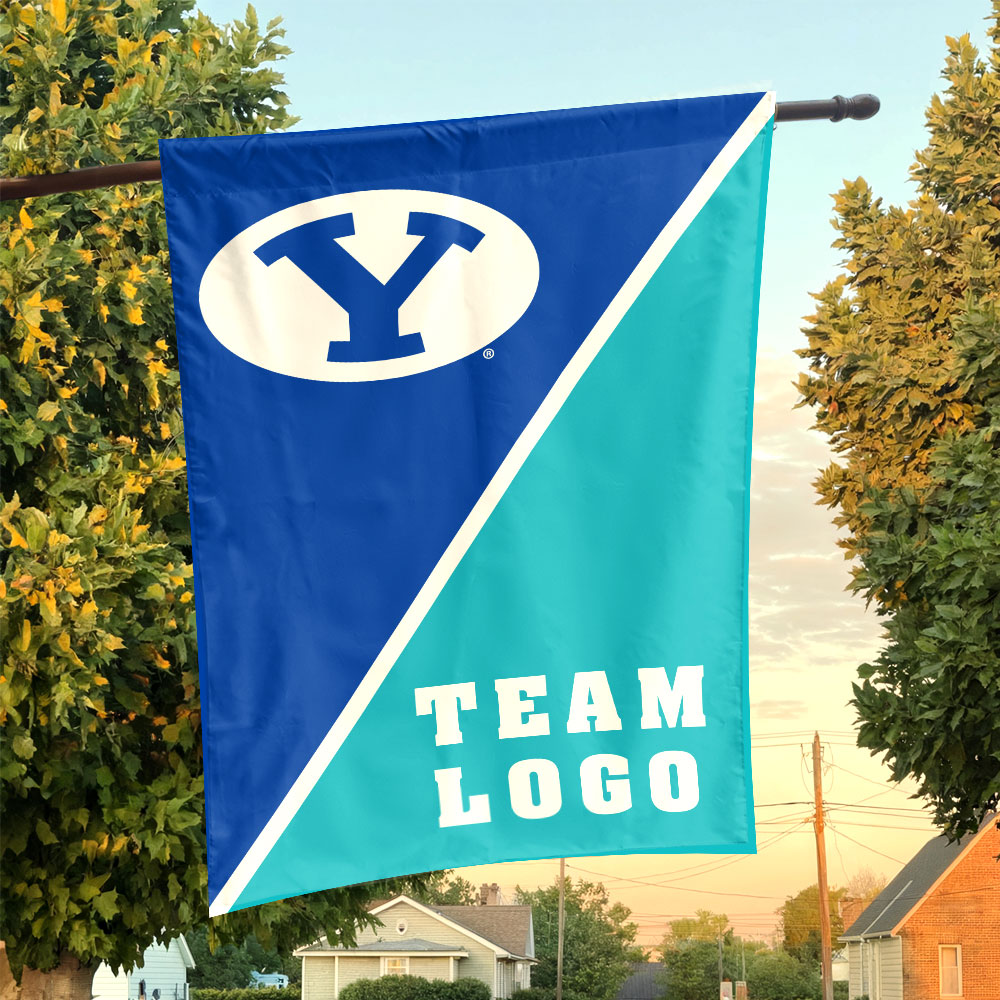 Cougars vs Custom Team House Divided Flag, NCAA Split Flag Cougars vs Custom Team House Divided Flag, NCAA Split Flag