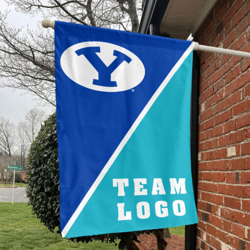 Cougars vs Custom Team House Divided Flag, NCAA Split Flag Cougars vs Custom Team House Divided Flag, NCAA Split Flag