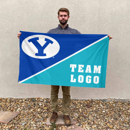 Cougars vs Custom Team House Divided Flag, NCAA Split Flag Cougars vs Custom Team House Divided Flag, NCAA Split Flag