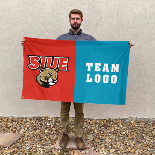 Cougars vs Custom Team House Divided Flag, NCAA Two Team Flag