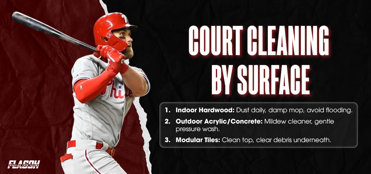 Court Cleaning by Surface Type