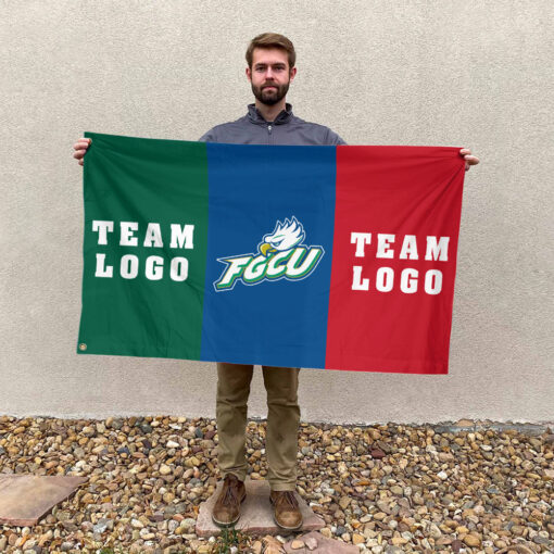 Florida Gulf Coast vs Custom Team House Divided Flag, NCAA Two Team Flag
