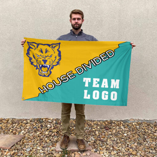 Fort Valley State Wildcats vs Custom Team House Divided Flag, Custom NCAA Flag