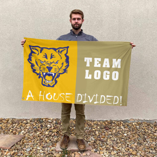 Fort Valley State Wildcats vs Custom Team House Divided Flag, NCAA College Flag