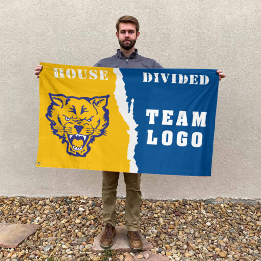 Fort Valley State Wildcats vs Custom Team House Divided Flag, NCAA Team Flag
