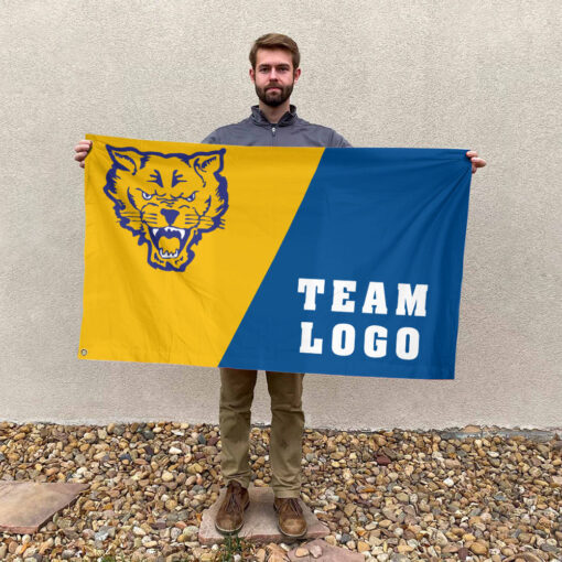 Fort Valley State Wildcats vs Custom Team House Divided Flag, NCAA Two Team Flag