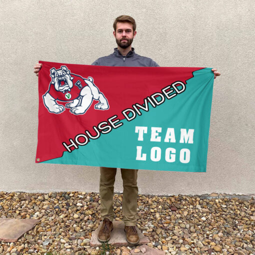 Fresno State Bulldogs vs Custom Team House Divided Flag, College Custom Flag