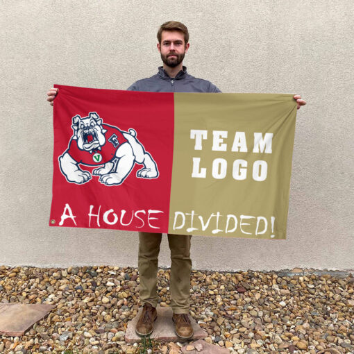 Fresno State Bulldogs vs Custom Team House Divided Flag, Custom House Flag