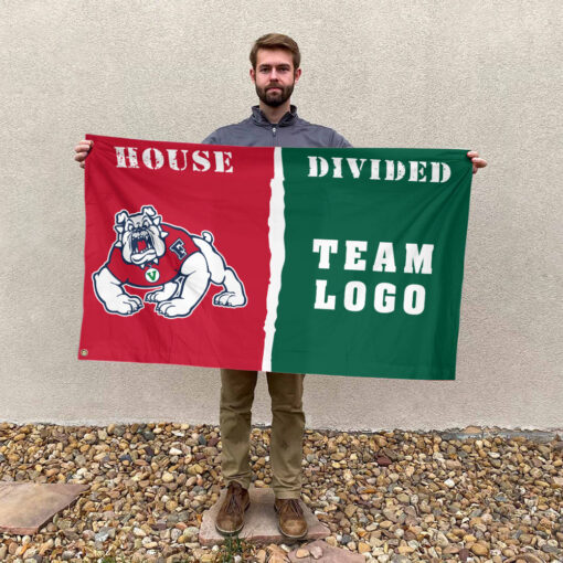 Fresno State Bulldogs vs Custom Team House Divided Flag, NCAA College Flag