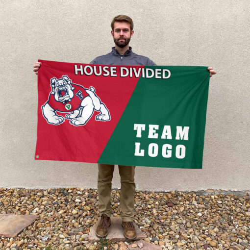 Fresno State Bulldogs vs Custom Team House Divided Flag, NCAA Custom Flag