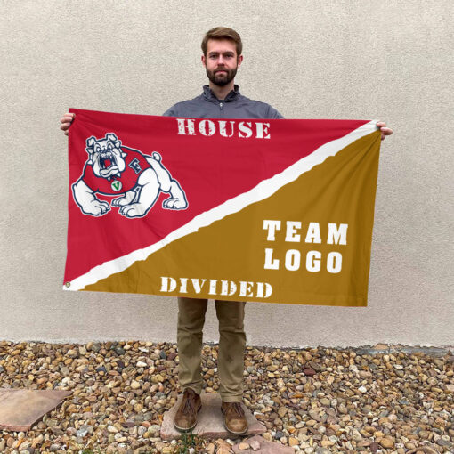 Fresno State Bulldogs vs Custom Team House Divided Flag, NCAA Rivalry Flag